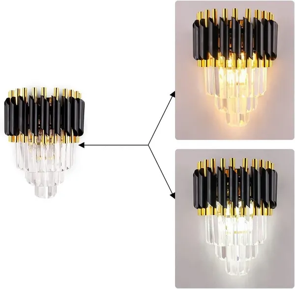 SWIATLO_Black_Gold_and_Crystal_Led_Wall_Light_for_Living_Room,_Led_Wall_Lamp_for_Bedroom,_Led_Wall_Scone_for_Home_Decoration,_Led_Wall_Lamp_for_Home_Wall,_Led_Wall_Lamp_for_Home/Resturant/Cafe/Bar/Hotel
