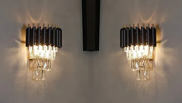 SWIATLO_Black_Gold_&_Crystal_Led_Wall_Light_for_Living_Room/Led_Wall_Lamp_for_Bedroom/Led_Wall_Scone_for_Home_Decoration/Led_Wall_Lamp_for_Home_Wall/Led_Wall_Lamp_for_Home/Resturant/Cafe/Bar,_Pack_of_2