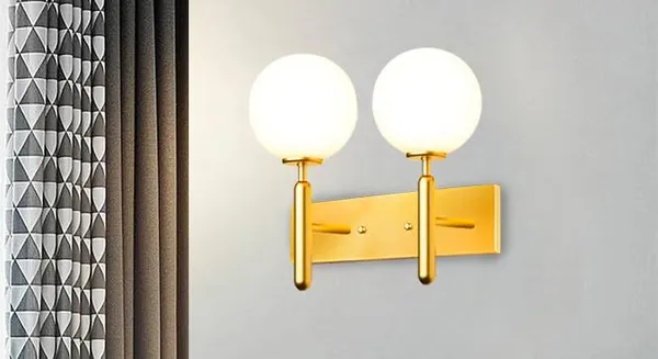 SWIATLO_Double_Moon_Double_Shade_American_Design_Surface_Mounted_Wall_Lamp/Wall_Light_to_Décor_Home/Living_Room/Bedroom/Office/Dining/Cafe/Restaurants,_Golden_and_Milky_(WITH_BULB)