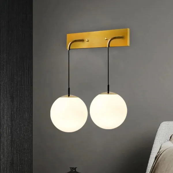 SWIATLO_Double_Shade_American_Design_Wall_Lamp/Wall_Light_to_Décor_Home/Living_Room/Bedroom/Office/Dining/Cafe/Restaurants,_Golden_and_Milky_(with_Bulb)