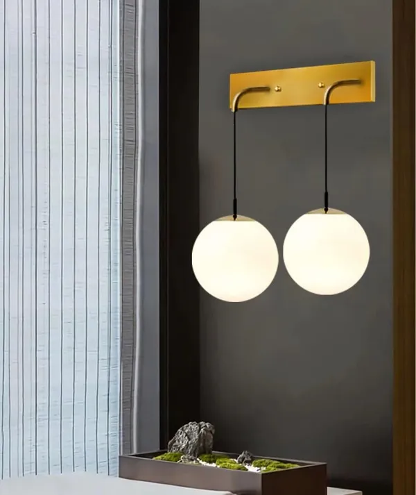SWIATLO_Double_Shade_American_Design_Wall_Lamp/Wall_Light_to_Décor_Home/Living_Room/Bedroom/Office/Dining/Cafe/Restaurants,_Golden_and_Milky_(with_Bulb)