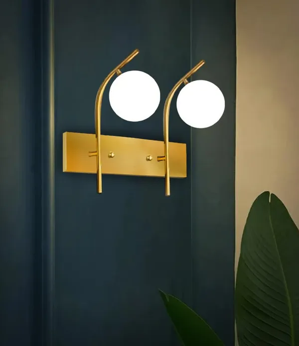 SWIATLO_Royal_Look_Double_Shade_Wall_Light/Wall_Lamp_to_Décor_Home/Living_Room/Bedroom/Office/Dining/Cafe/Restaurants,_Golden_and_Milky_(WITH_BULB)