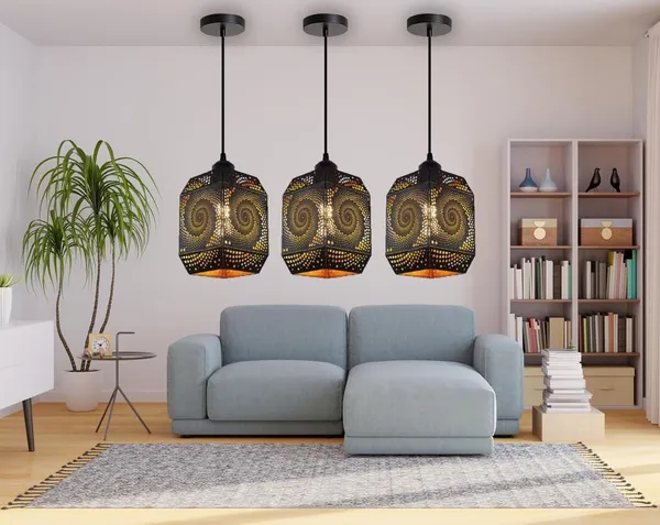 SWIATLO_Spiral_Design_Lezar_Cutting_Hanging_Lamp/Pendant_Lamp/Ceiling_Light_to_Décor_Home/Living_Room/Bedroom/Office/Dining/Cafe/Restaurants,_Black_(Pack_of_1,_WITH_BULB)