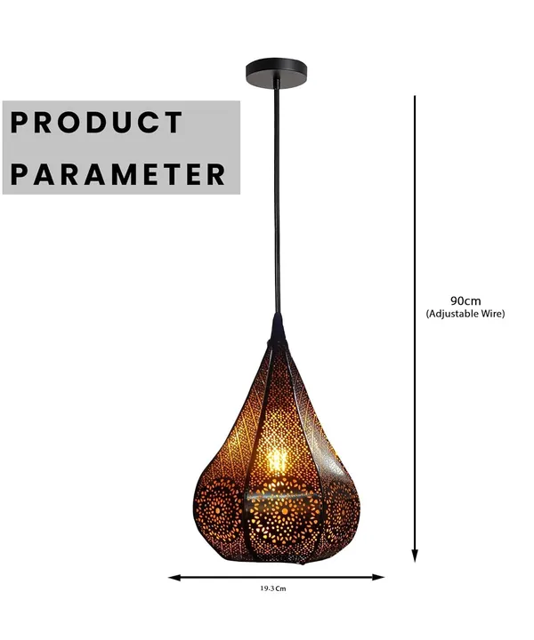 SWIATLO_Lezar_Cutting_DIamond_Shape_Hanging_Lamp/Pendant_Lamp/Ceiling_Light_to_Décor_Home/Living_Room/Bedroom/Office/Dining/Cafe/Restaurants,_Black_,_(Pack_of_2,_WITH_BULB)