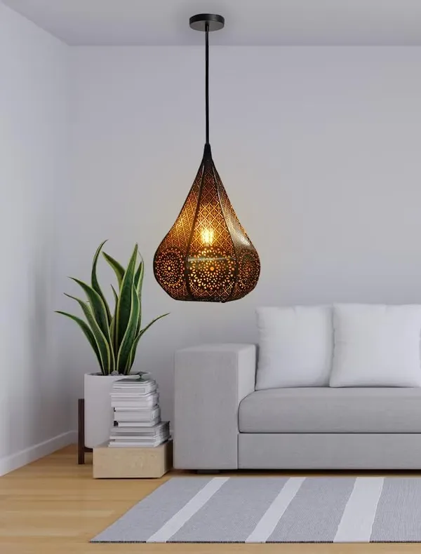 SWIATLO_Lezar_Cutting_DIamond_Shape_Hanging_Lamp/Pendant_Lamp/Ceiling_Light_to_Décor_Home/Living_Room/Bedroom/Office/Dining/Cafe/Restaurants,_Black_,_(Pack_of_2,_WITH_BULB)