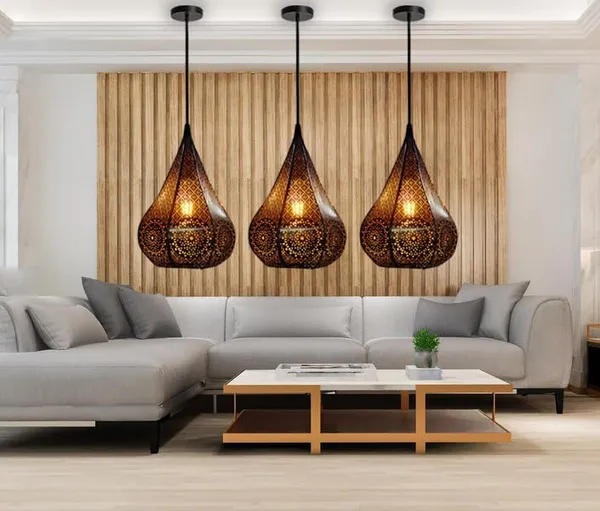 SWIATLO_Lezar_Cutting_DIamond_Shape_Hanging_Lamp/Pendant_Lamp/Ceiling_Light_to_Décor_Home/Living_Room/Bedroom/Office/Dining/Cafe/Restaurants,_Black_,_(Pack_of_2,_WITH_BULB)