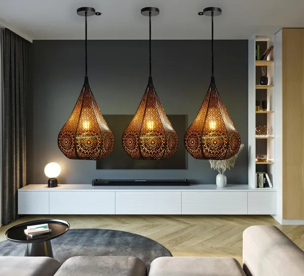 SWIATLO_Lezar_Cutting_DIamond_Shape_Hanging_Lamp/Pendant_Lamp/Ceiling_Light_to_Décor_Home/Living_Room/Bedroom/Office/Dining/Cafe/Restaurants,_Black_,_(Pack_of_2,_WITH_BULB)