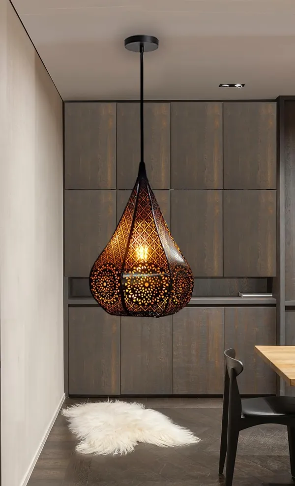 SWIATLO_Lezar_Cutting_DIamond_Shape_Hanging_Lamp/Pendant_Lamp/Ceiling_Light_to_Décor_Home/Living_Room/Bedroom/Office/Dining/Cafe/Restaurants,_Black_,_(Pack_of_2,_WITH_BULB)