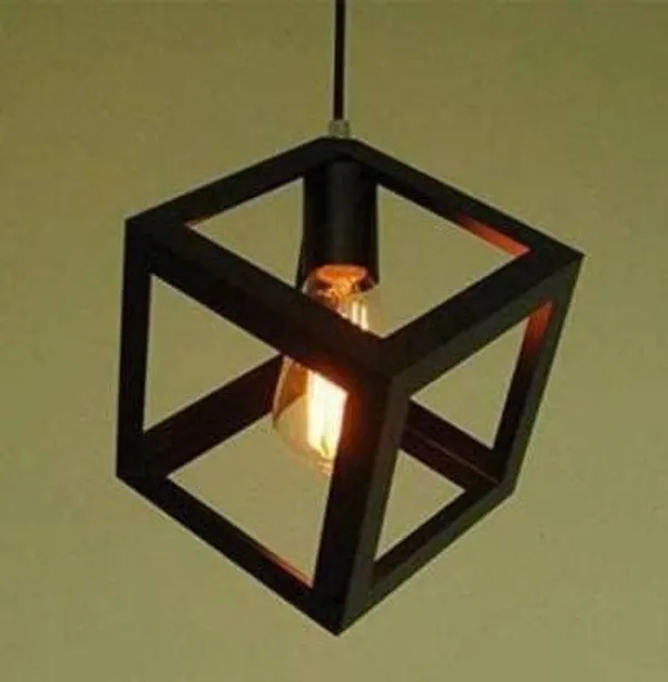 SWIATLO_Decorative_Hanging_Lamp/Pendant_Lamp/Ceiling_Light_to_Décor_Home/Living_Room/Bedroom/Office/Dining/Cafe/Restaurants,_Cube_Shape_Design,_Black_(Pack_of_1,_With_Bulb)
