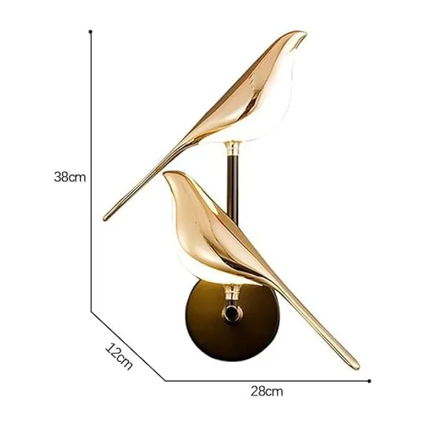SWIATLO_Nordic_Golden_Double_Chirpy_Bird_Led_Wall_Light_for_Living_Room/Modern_Style_Led_Wall_Lamps_for_Bedroom/Led_Wall_Lights_for_Home_Decoration/Led_Wall_Scone_for_Restaurants/Cafe/Hotels/Bar