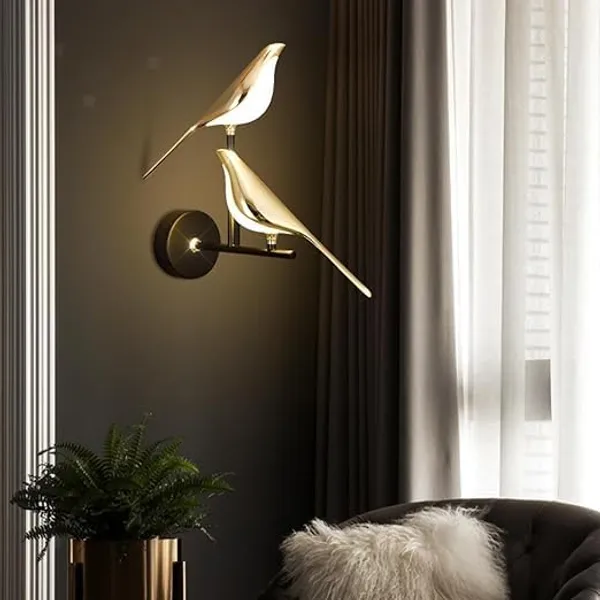 SWIATLO_Nordic_Golden_Double_Chirpy_Bird_Led_Wall_Light_for_Living_Room/Modern_Style_Led_Wall_Lamps_for_Bedroom/Led_Wall_Lights_for_Home_Decoration/Led_Wall_Scone_for_Restaurants/Cafe/Hotels/Bar