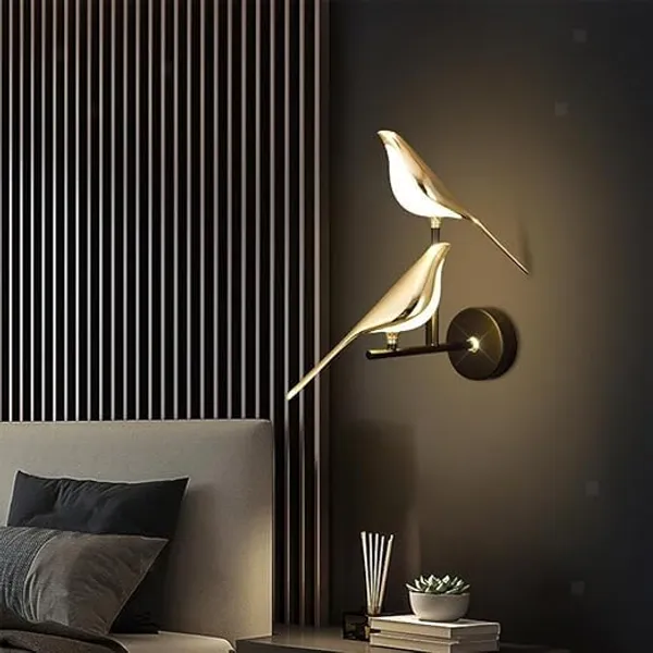 SWIATLO_Nordic_Golden_Double_Chirpy_Bird_Led_Wall_Light_for_Living_Room/Modern_Style_Led_Wall_Lamps_for_Bedroom/Led_Wall_Lights_for_Home_Decoration/Led_Wall_Scone_for_Restaurants/Cafe/Hotels/Bar