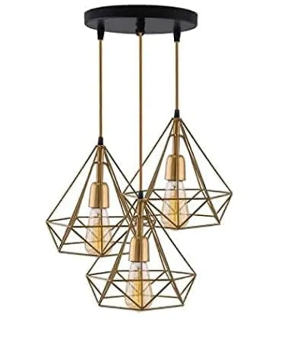 SWIATLO_Golden_Diamond_Cluster_Pendant_Light/Cluster_Hanging_Light/Cluster_Ceiling_Light/Three_Pendant_Lamp_to_Décor_Home/Living_Room/Bedroom/Office/Dining/Cafe/Restaurants,_(With_bulb)