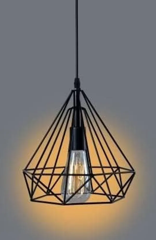 SWIATLO_Decorative_Hanging_Lamp/Pendant_Lamp/Ceiling_Light_to_Décor_Home/Living_Room/Bedroom/Office/Dining/Cafe/Restaurants,_Diamond_Shape,_Black,_(Pack_of_1,_With_bulb)