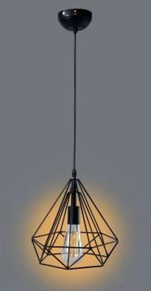 SWIATLO_Decorative_Hanging_Lamp/Pendant_Lamp/Ceiling_Light_to_Décor_Home/Living_Room/Bedroom/Office/Dining/Cafe/Restaurants,_Diamond_Shape,_Black,_(Pack_of_1,_With_bulb)