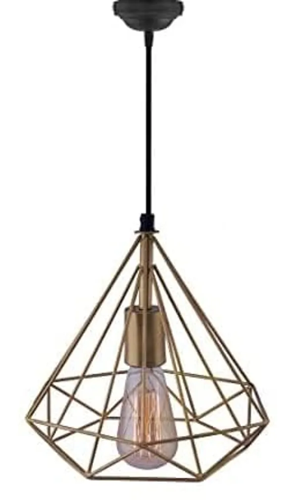 SWIATLO_Golden_Diamond_Shape_Decorative_Hanging_Lamp/Pendant_Lamp/Ceiling_Light_to_Décor_Home/Living_Room/Bedroom/Office/Dining/Cafe/Restaurants,_(Pack_of_2,_With_bulb)