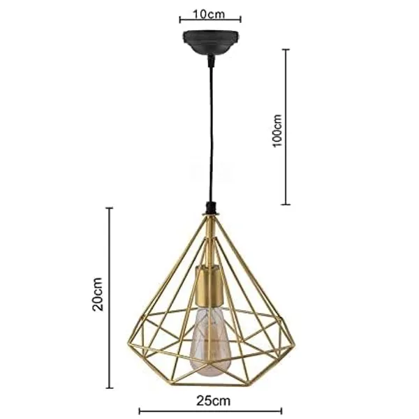 SWIATLO_Golden_Diamond_Shape_Decorative_Hanging_Lamp/Pendant_Lamp/Ceiling_Light_to_Décor_Home/Living_Room/Bedroom/Office/Dining/Cafe/Restaurants,_(Pack_of_2,_With_bulb)