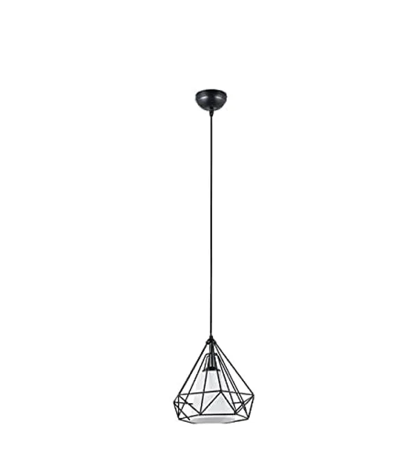 SWIATLO_Decorative_Hanging_Lamp/Pendant_Lamp/Ceiling_Light_to_Décor_Home/Living_Room/Bedroom/Office/Dining/Cafe/Restaurants,_Diamond_with_Milky_Glass,_Black_and_Milky,_(With_Bulb)