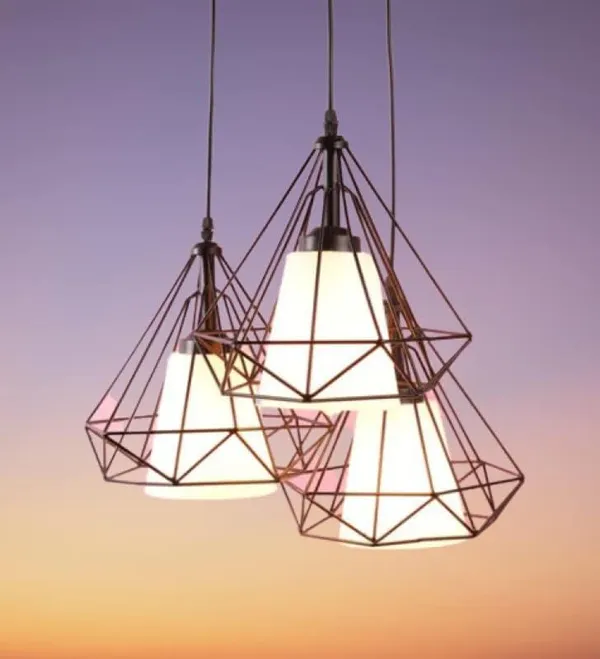 SWIATLO_Decorative_Cluster_Pendant_Light/Cluster_Hanging_Light/Cluster_Ceiling_Light/Three_Pendant_Lamp_to_Décor_Home/Living_Room/Office/Dining/Cafe/Restaurants,Diamond_White_PVC_Glass,Black_(With_Bulb)