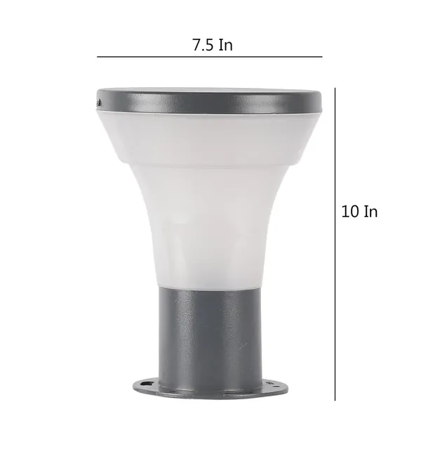 SWIATLO_Grey_and_Milky_Simba_Classic_Lamp/Gate_Light/_Outdoor_Lamp/Outdoor_Light/Pillar_Light_at_entrance_Outdoor_Home,_Restaurant,_Office,_etc._(Pack_of_2,_WITH_BULB)