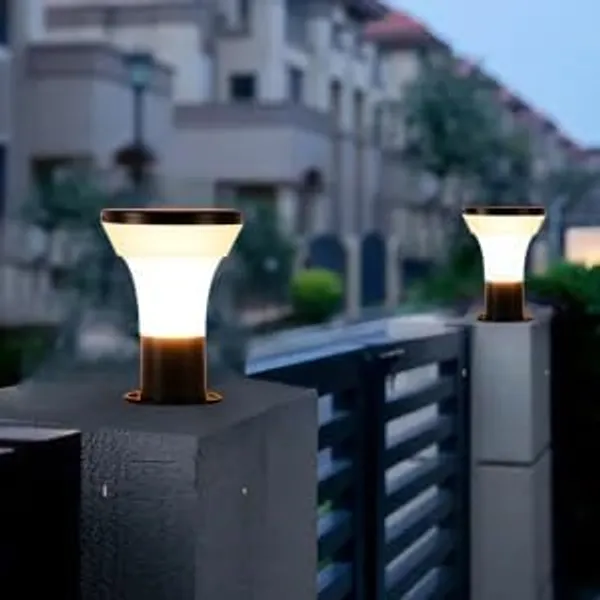 SWIATLO_Grey_and_Milky_Simba_Classic_Lamp/Gate_Light/_Outdoor_Lamp/Outdoor_Light/Pillar_Light_at_entrance_Outdoor_Home,_Restaurant,_Office,_etc._(Pack_of_2,_WITH_BULB)