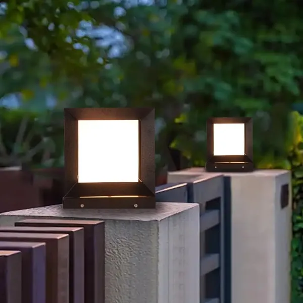 SWIATLO_Black_and_Milky_Cube_Classic_Lamp/Gate_Light/_Outdoor_Lamp/Outdoor_Light/Pillar_Light_at_entrance_Outdoor_Home,_Restaurant,_Office,_etc._(Pack_of_2,_WITH_BULB)