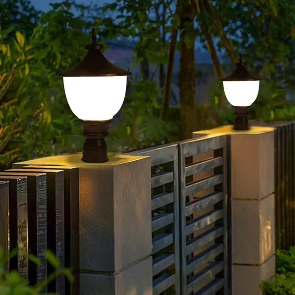 SWIATLO_Black_and_Milky_Round_Classic_Lamp/Gate_Light/_Outdoor_Lamp/Outdoor_Light/Pillar_Light_at_entrance_Outdoor_Home,_Restaurant,_Office,_etc._(Pack_of_1,_WITH_BULB)