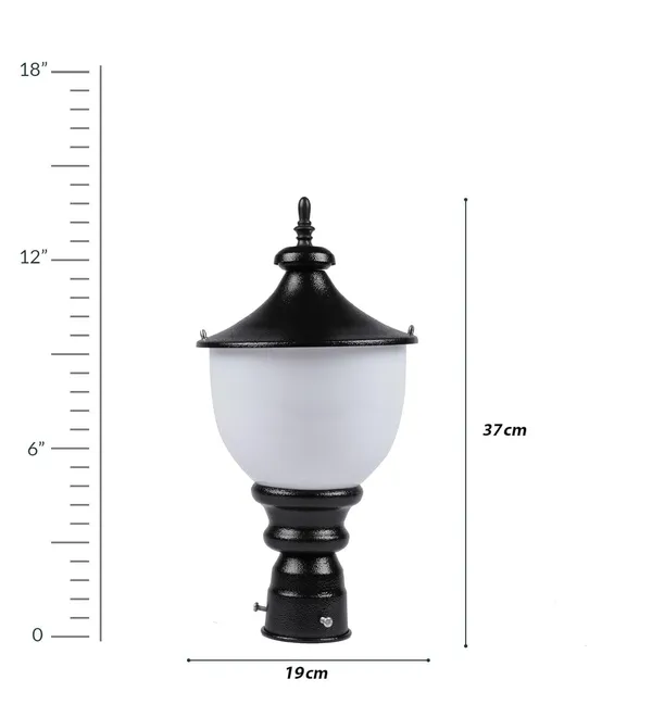 SWIATLO_Black_and_Milky_Round_Classic_Lamp/Gate_Light/_Outdoor_Lamp/Outdoor_Light/Pillar_Light_at_entrance_Outdoor_Home,_Restaurant,_Office,_etc._(Pack_of_1,_WITH_BULB)