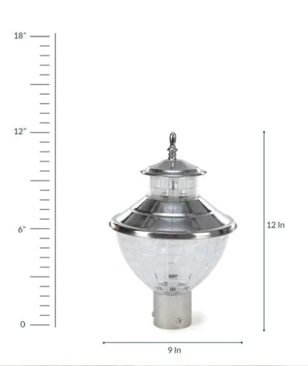 SWIATLO_Silver_and_Clear_Zed_Classic_Lamp/Gate_Light/_Outdoor_Lamp/Outdoor_Light/Pillar_Light_at_entrance_Outdoor_Home,_Restaurant,_Office,_etc._(Pack_of_2,_WITH_BULB)