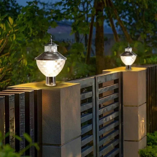 SWIATLO_Silver_and_Clear_Zed_Classic_Lamp/Gate_Light/_Outdoor_Lamp/Outdoor_Light/Pillar_Light_at_entrance_Outdoor_Home,_Restaurant,_Office,_etc._(Pack_of_2,_WITH_BULB)