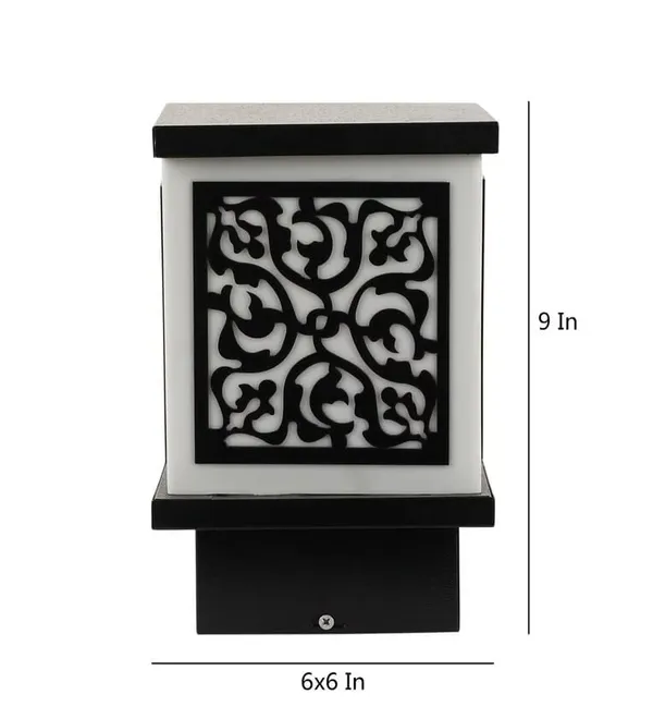 SWIATLO_Black_and_Milky_Lezar_Classic_Lamp/Gate_Light/_Outdoor_Lamp/Outdoor_Light/Pillar_Light_at_entrance_Outdoor_Home,_Office,_Restaurant_etc._(Pack_of_1,_WITH_BULB)