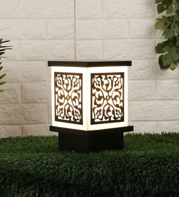 SWIATLO_Black_and_Milky_Lezar_Classic_Lamp/Gate_Light/_Outdoor_Lamp/Outdoor_Light/Pillar_Light_at_entrance_Outdoor_Home,_Office,_Restaurant_etc._(Pack_of_1,_WITH_BULB)
