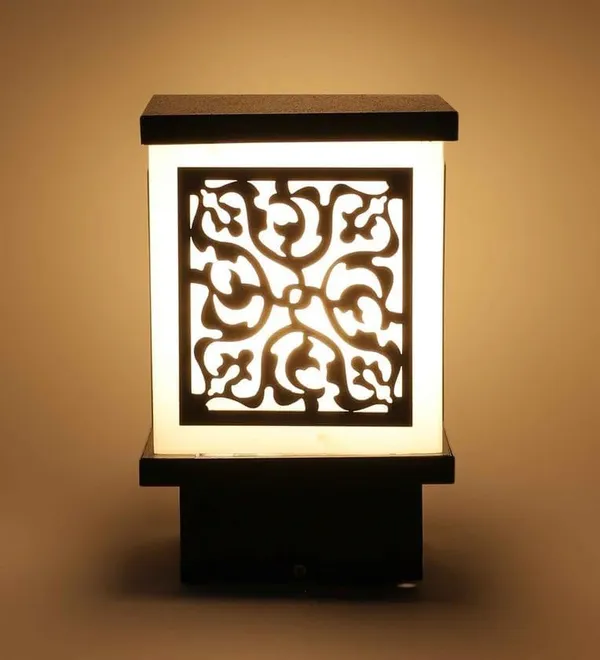SWIATLO_Black_and_Milky_Lezar_Classic_Lamp/Gate_Light/_Outdoor_Lamp/Outdoor_Light/Pillar_Light_at_entrance_Outdoor_Home,_Office,_Restaurant_etc._(Pack_of_1,_WITH_BULB)
