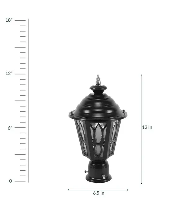 SWIATLO_Black_and_Clear_Kamal_Classic_Lamp/Gate_Light/_Outdoor_Lamp/Outdoor_Light/Pillar_Light_at_entrance_Outdoor_Home,_Office,_Restaurant_etc._(Pack_of_2,_WITH_BULB)