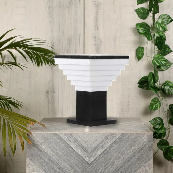 SWIATLO_Black_and_Milky_Classic_Deluxe_Design_Pole_Lamp/Gate_Light/_Outdoor_Lamp/Outdoor_Light/Pillar_Light_at_entrance_Outdoor_Home,_Office,_Restaurant_etc._(Pack_of_2,_WITH_BULB)