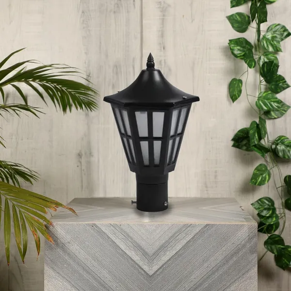 SWIATLO_Black_and_Clear_Classic_Hurricane_Pole_Lamp/Gate_Light/_Outdoor_Lamp/Outdoor_Light/Pillar_Light_at_entrance_Outdoor_Home,_Office,_Restaurant_etc.,_(Pack_of_2,_WITH_BULB)