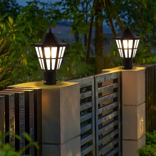 SWIATLO_Black_and_Clear_Classic_Hurricane_Pole_Lamp/Gate_Light/_Outdoor_Lamp/Outdoor_Light/Pillar_Light_at_entrance_Outdoor_Home,_Office,_Restaurant_etc.,_(Pack_of_2,_WITH_BULB)