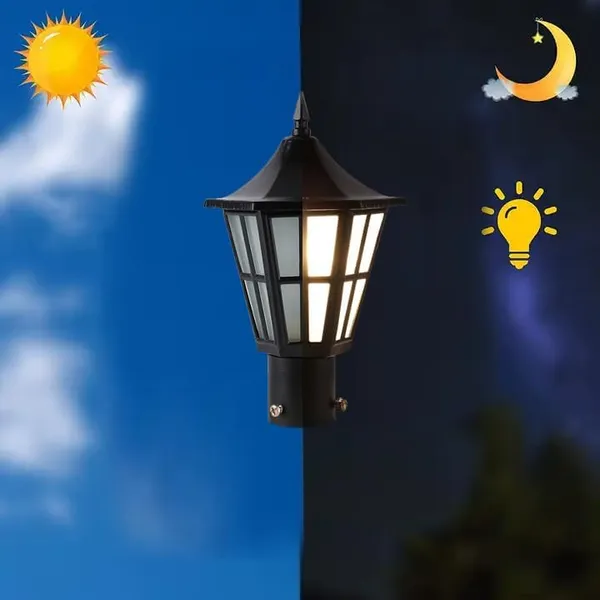 SWIATLO_Black_and_Clear_Classic_Hurricane_Pole_Lamp/Gate_Light/_Outdoor_Lamp/Outdoor_Light/Pillar_Light_at_entrance_Outdoor_Home,_Office,_Restaurant_etc.,_(Pack_of_2,_WITH_BULB)