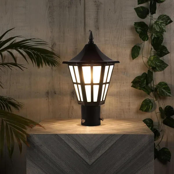 SWIATLO_Black_and_Clear_Classic_Hurricane_Pole_Lamp/Gate_Light/_Outdoor_Lamp/Outdoor_Light/Pillar_Light_at_entrance_Outdoor_Home,_Office,_Restaurant_etc._(Pack_of_1,_WITH_BULB)