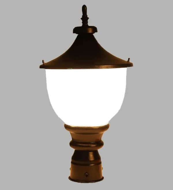 SWIATLO_Black_and_Milky_Samrat_Shape_Pole_Lamp/Gate_Light/_Outdoor_Lamp/Outdoor_Light/Pillar_Light_for_Outdoor_Home,_Resturent,_cafe,_office,_etc._(Pack_of_2,_with_bulb)