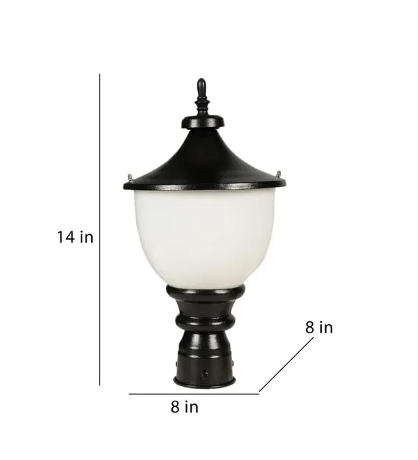 SWIATLO_Black_and_Milky_Samrat_Shape_Pole_Lamp/Gate_Light/_Outdoor_Lamp/Outdoor_Light/Pillar_Light_for_Outdoor_Home,_Resturent,_cafe,_office,_etc._(Pack_of_2,_with_bulb)