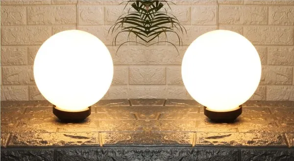 SWIATLO_Modern_Shape_Pole_Lamp/Gate_Light/_Outdoor_Lamp/Outdoor_Light/Pillar_Light_for_Outdoor_Home,_Doom_Shape,_Milky_(Pack_of_2,_with_bulb)