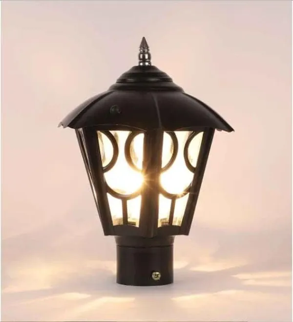 SWIATLO_Modern_Shape_Pole_Lamp/Gate_Light/_Outdoor_Lamp/Outdoor_Light/Pillar_Light_for_Outdoor_Home,_Umbrella_Design,_Black_and_Clear_(Pack_of_1,_WITH_BULB)