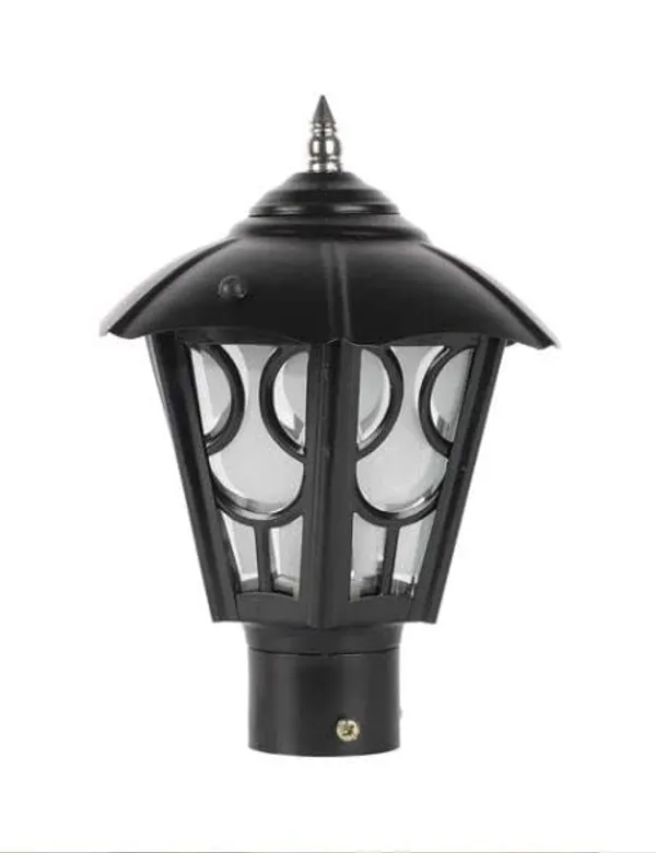 SWIATLO_Modern_Shape_Pole_Lamp/Gate_Light/_Outdoor_Lamp/Outdoor_Light/Pillar_Light_for_Outdoor_Home,_Umbrella_Design,_Black_and_Clear_(Pack_of_1,_WITH_BULB)
