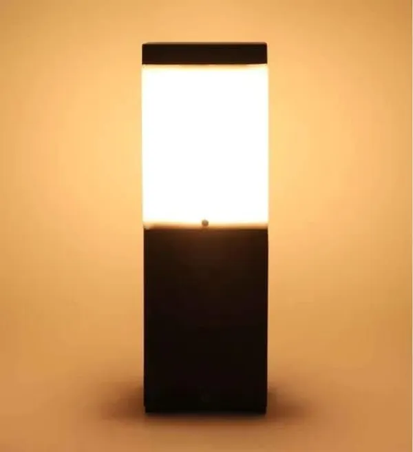 SWIATLO_Modern_Shape_Pole_Lamp/Gate_Light/_Outdoor_Lamp/Outdoor_Light/Pillar_Light_for_Outdoor_Home,_Square_Design,_Grey_and_Milky_(Pack_of_1,_WITH_BULB)