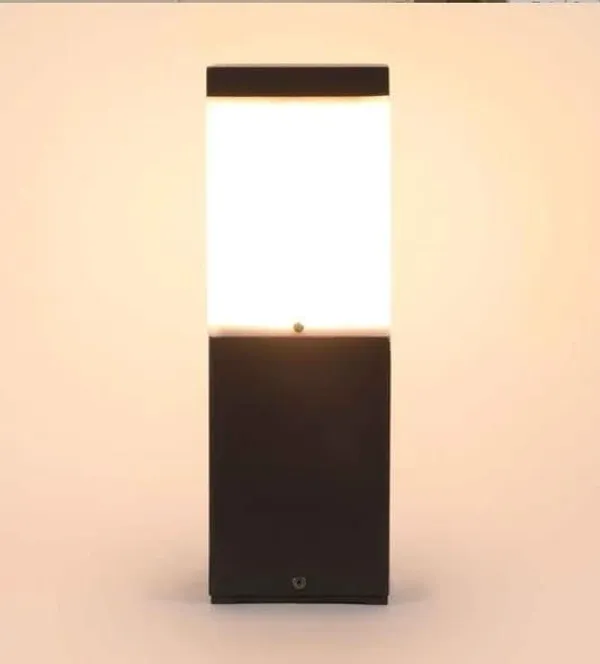 SWIATLO_Modern_Shape_Pole_Lamp/Gate_Light/_Outdoor_Lamp/Outdoor_Light/Pillar_Light_for_Outdoor_Home,_Square_Design,_Grey_and_Milky_(Pack_of_1,_WITH_BULB)