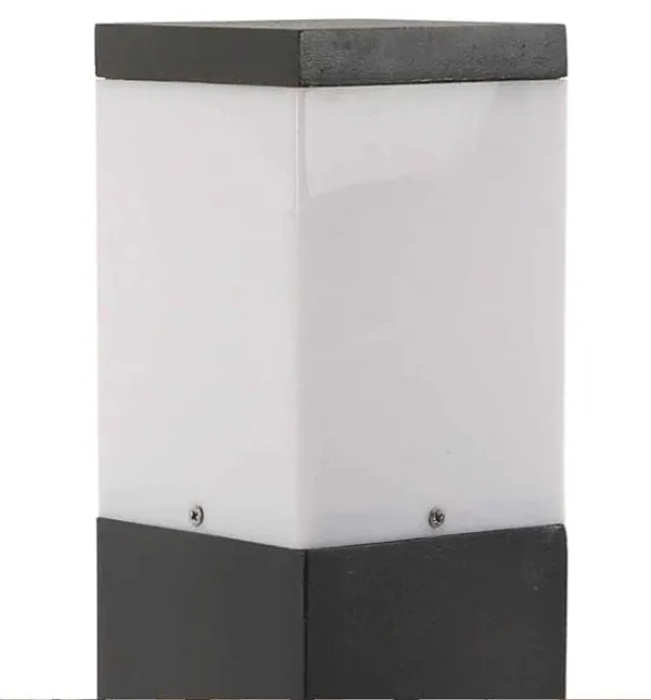 SWIATLO_Modern_Shape_Pole_Lamp/Gate_Light/_Outdoor_Lamp/Outdoor_Light/Pillar_Light_for_Outdoor_Home,_Square_Design,_Grey_and_Milky_(Pack_of_1,_WITH_BULB)