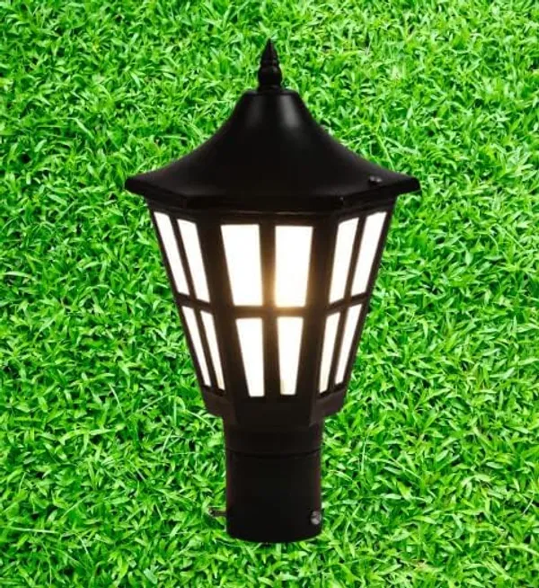 SWIATLO_Modern_Shape_Pole_Lamp/Gate_Light/_Outdoor_Lamp/Outdoor_Light/Pillar_Light_for_Outdoor_Home,_Traditional_Design,_Black_and_Clear_(Pack_of_1,_with_bulb)