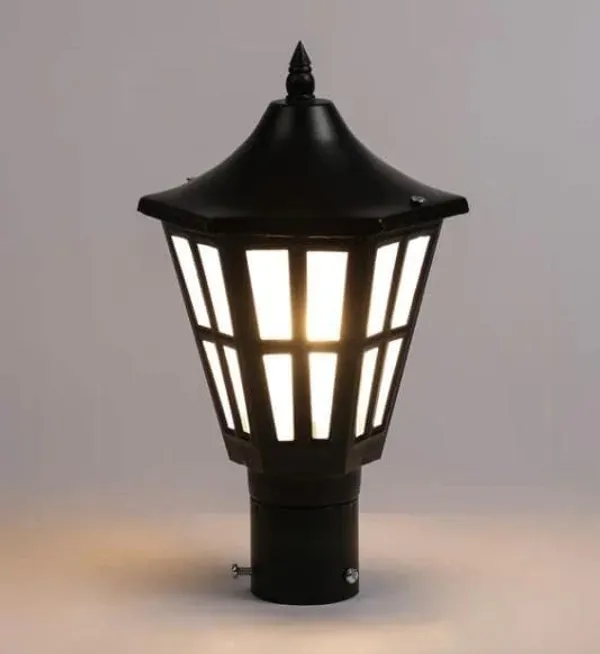SWIATLO_Modern_Shape_Pole_Lamp/Gate_Light/_Outdoor_Lamp/Outdoor_Light/Pillar_Light_for_Outdoor_Home,_Traditional_Design,_Black_and_Clear_(Pack_of_1,_with_bulb)