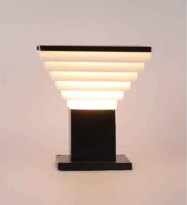 SWIATLO_Modern_Shape_Pole_Lamp/Gate_Light/_Outdoor_Lamp/Outdoor_Light/Pillar_Light_for_Outdoor_Home,_Down-stair_Design,_Black_(Pack_of_1,_WITH_BULB)